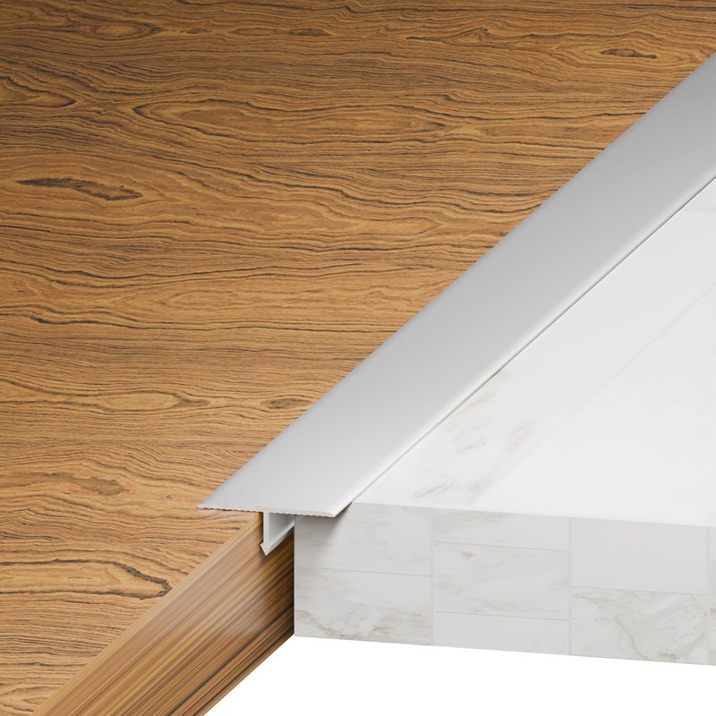 KTINITK 3Pcs Aluminum T-Molding, Floor Transition Strips, Floor Divider Trim, Threshold Strip, for Bridging Gaps Between Floors, or Between Wood Floors and Tiles (Silver 3pcs 35.4"x0.8") - Image 1